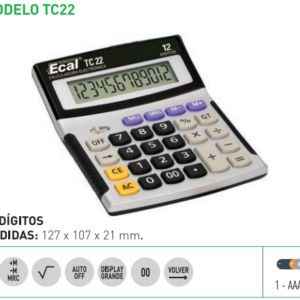 CALCULADORA ECAL CHICA TC 22 12 DIGITOS