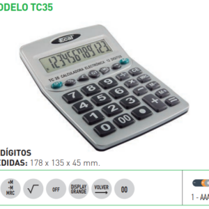 CALCULADORA ECAL GRANDE TC 35 12 DIGITOS